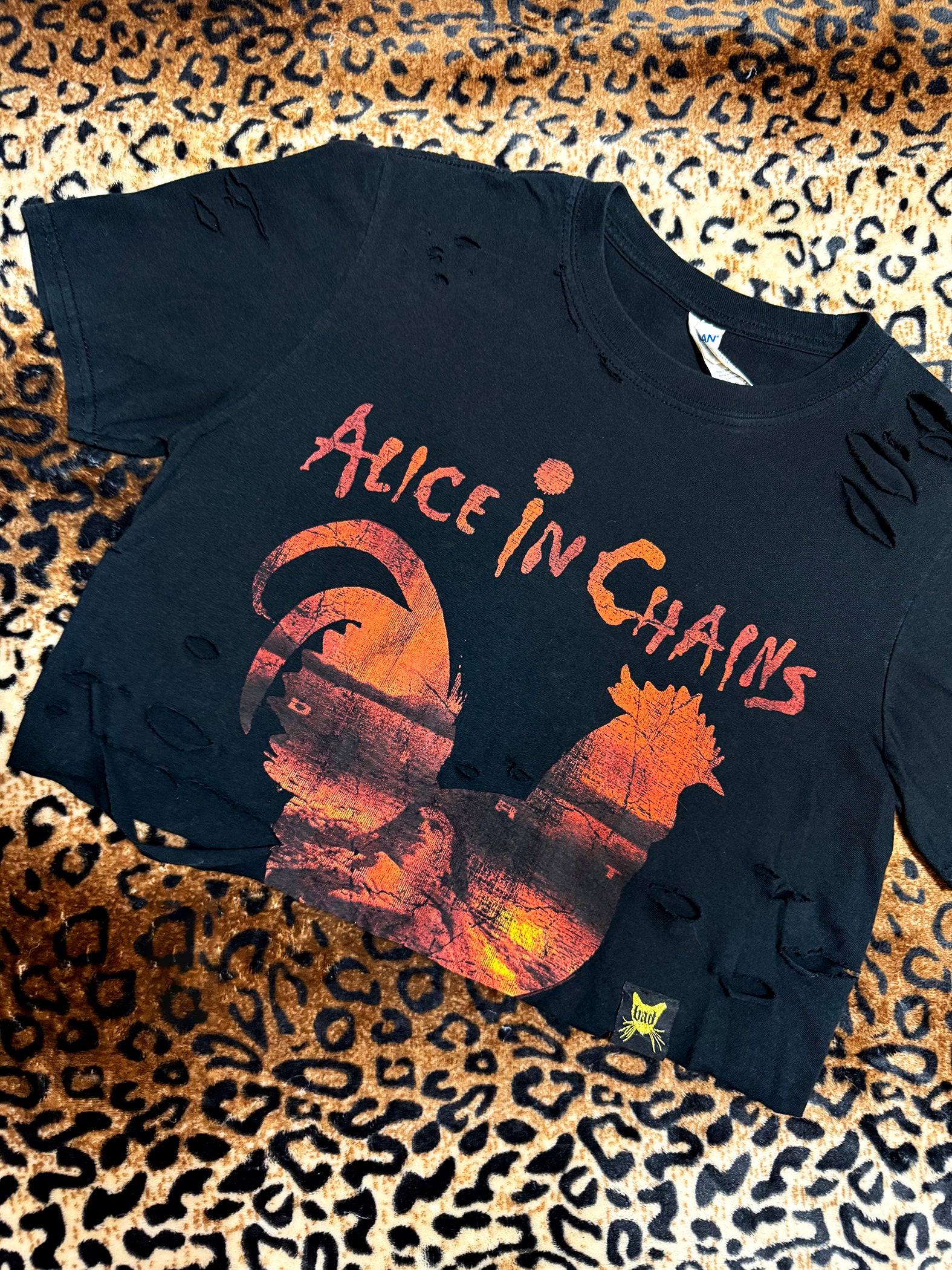 Alice In Chains Rooster Distressed Crop Top