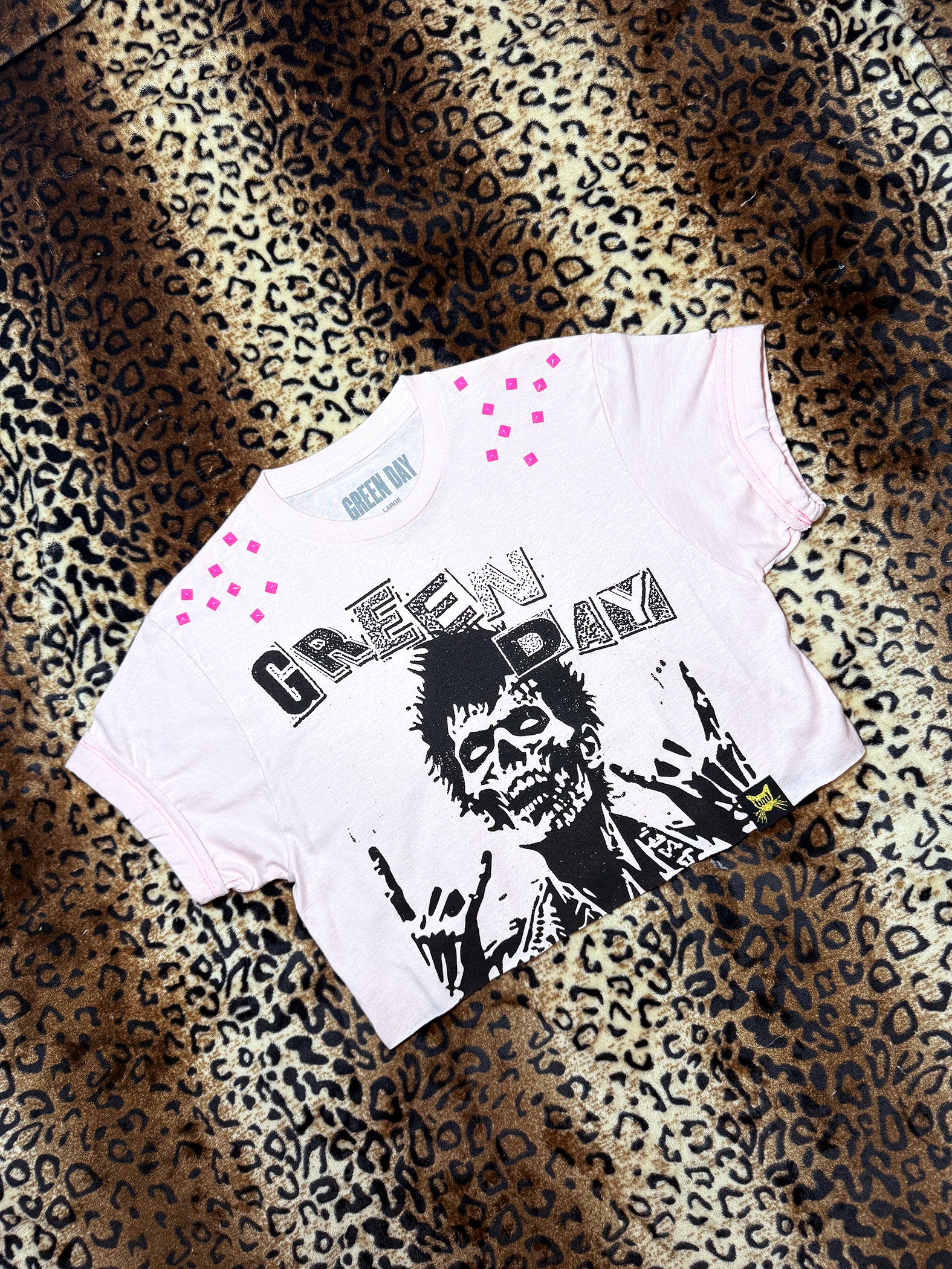 Green Day Studded Pink Crop Top