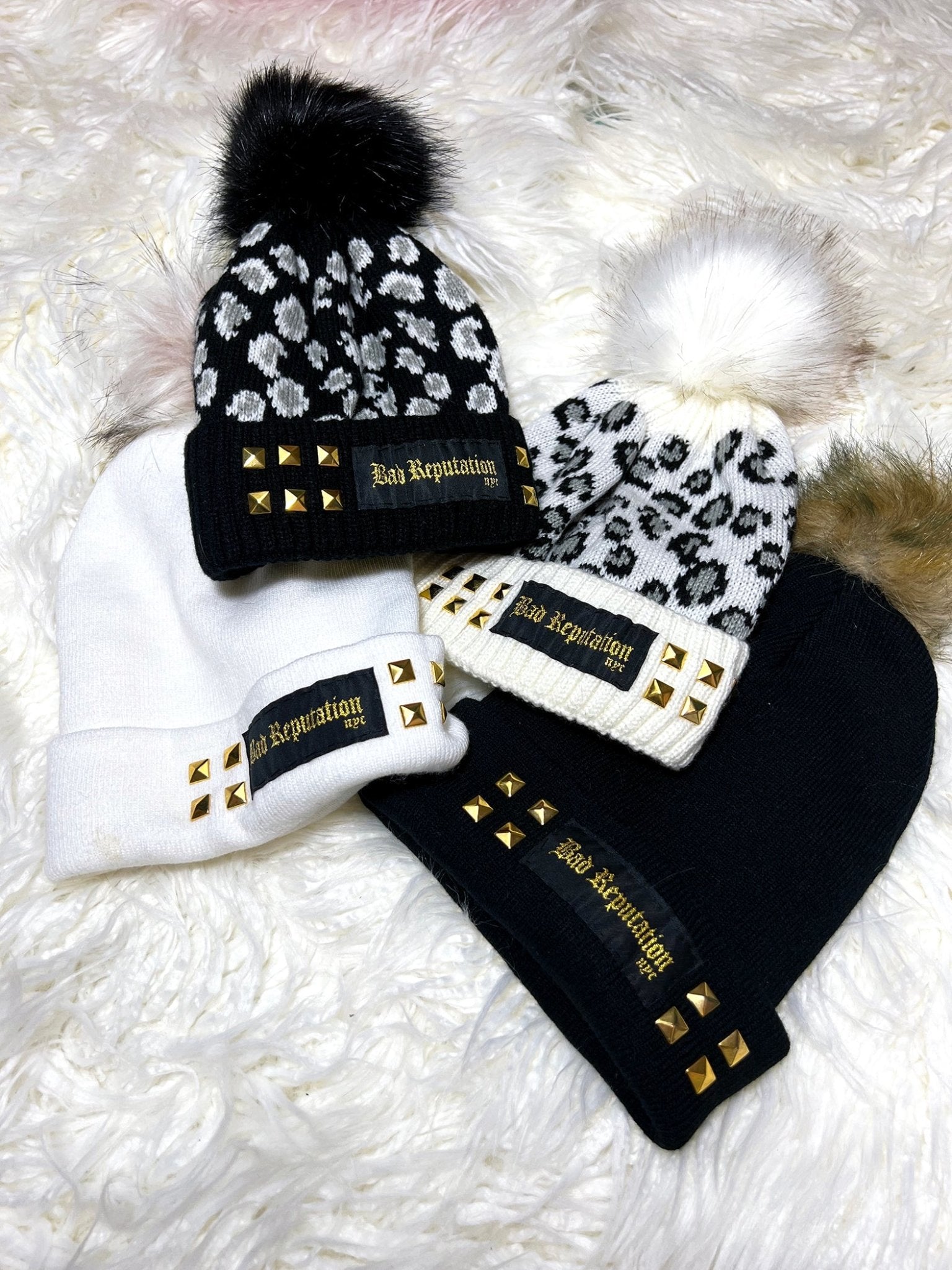 Studded Black Leopard Beanie | Bad Reputation NYC