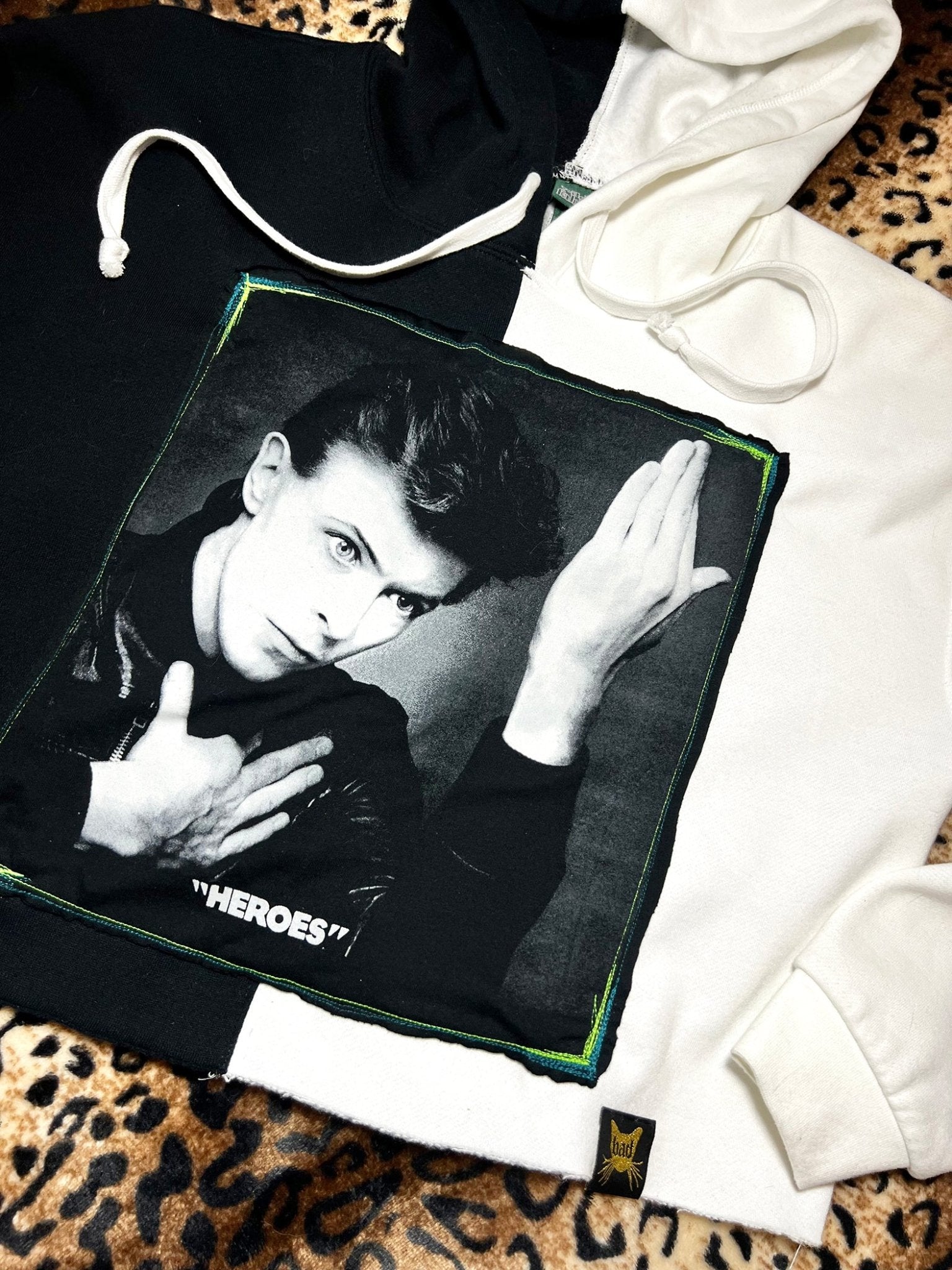 David Bowie Color Block Crop Hoodie | Bad Reputation NYC