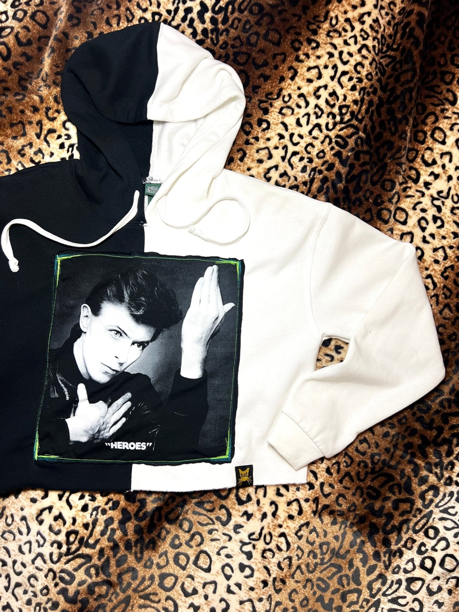David Bowie Color Block Crop Hoodie | Bad Reputation NYC