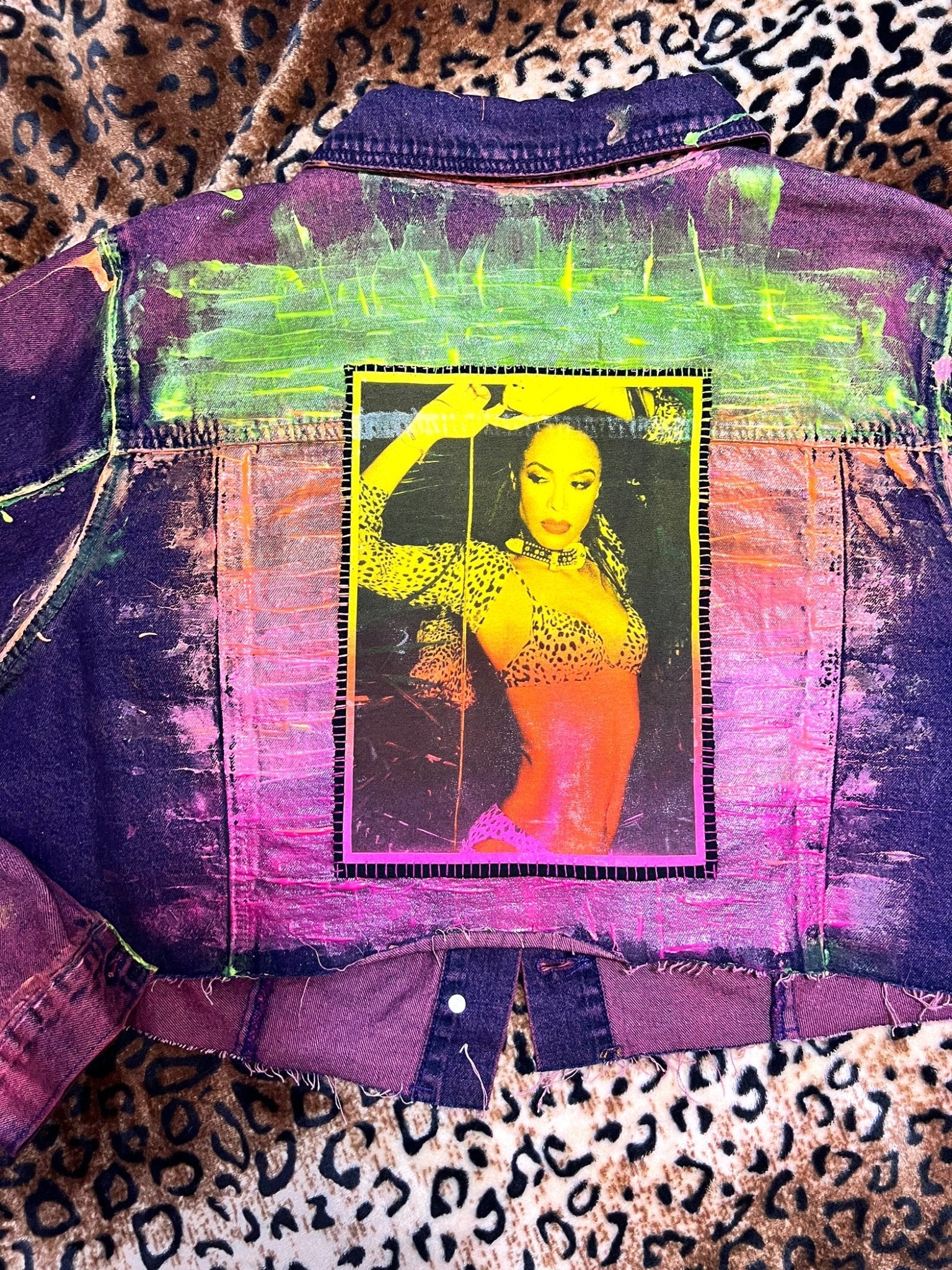 Aaliyah Painted Purple Crop Denim Jacket | Bad Reputation NYC