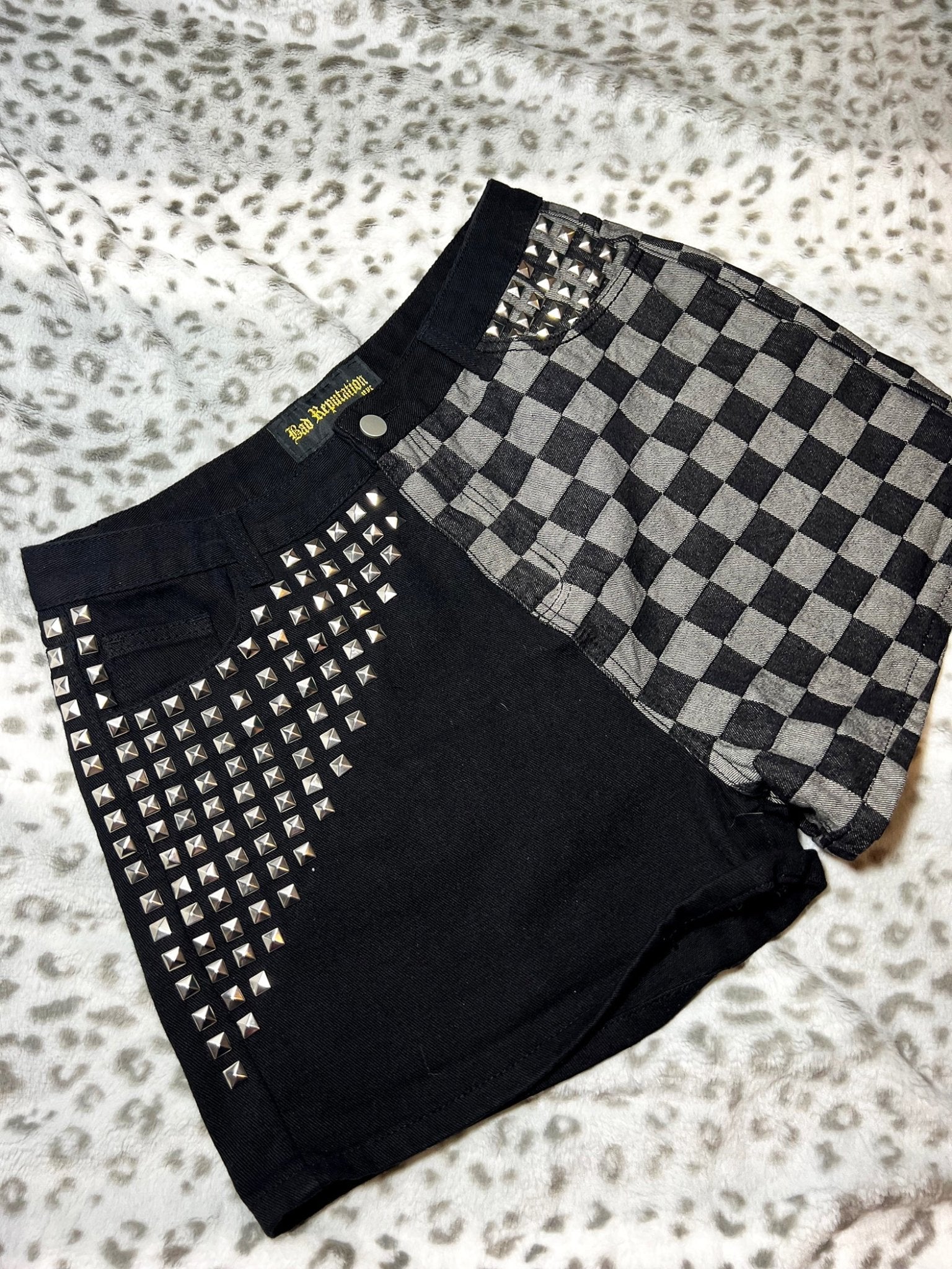 Checkerboard Studded Shorts | Bad Reputation NYC