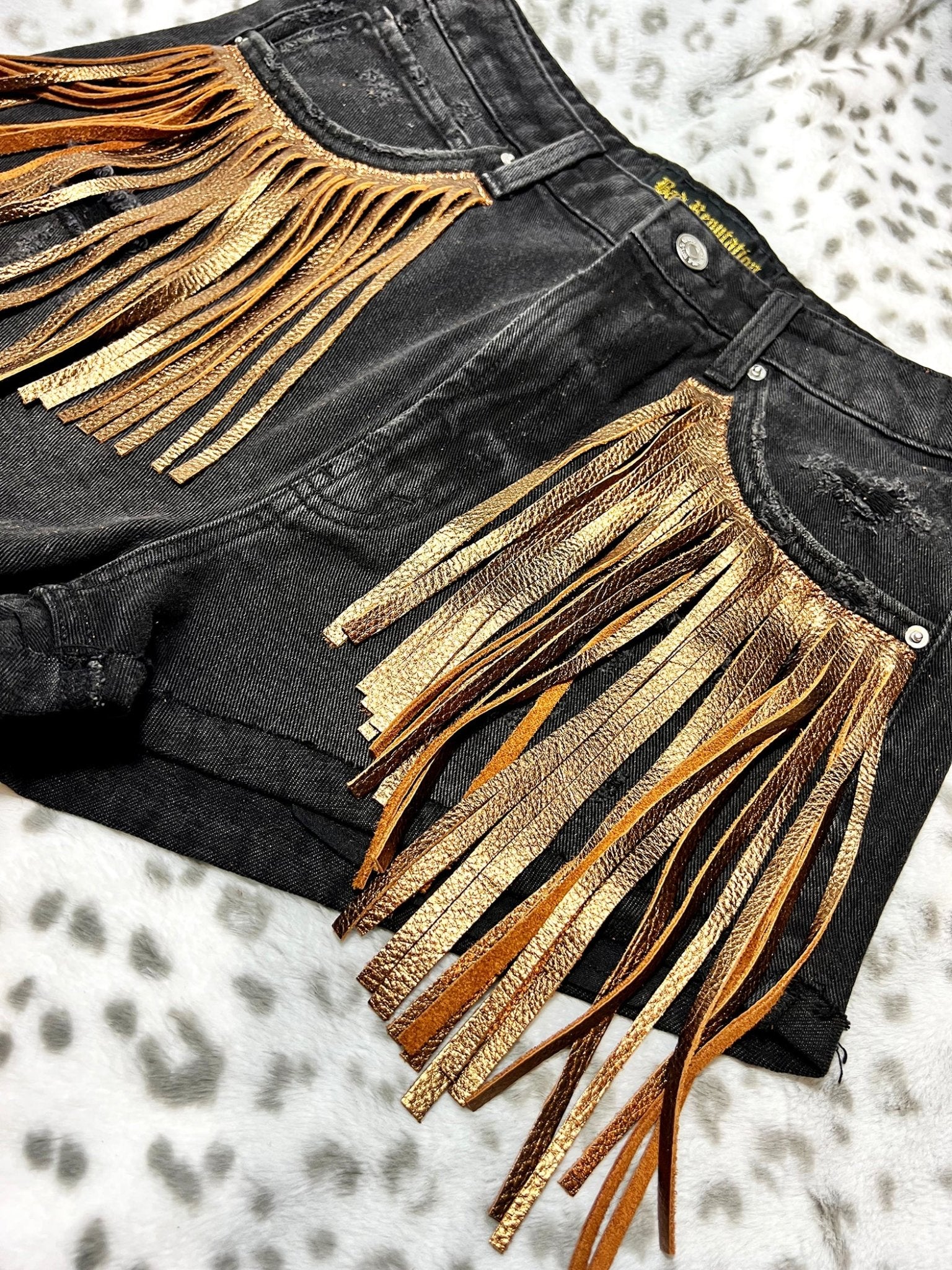 Gold Fringe Denim Shorts | Bad Reputation NYC