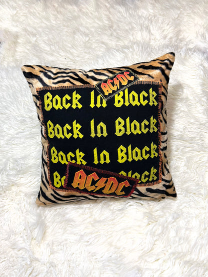 AC/DC Back in Black Furry Throw Pillow