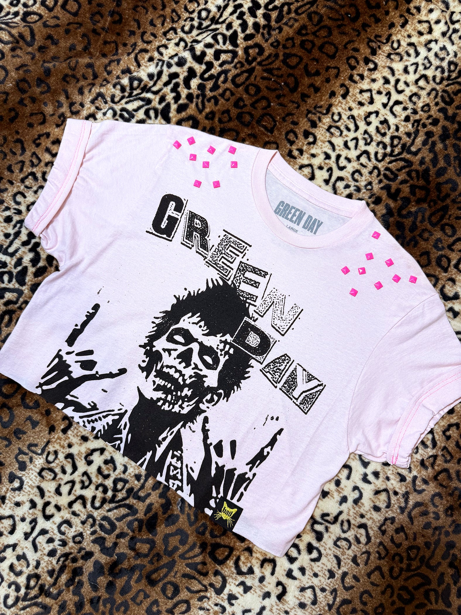 Green Day Studded Pink Crop Top