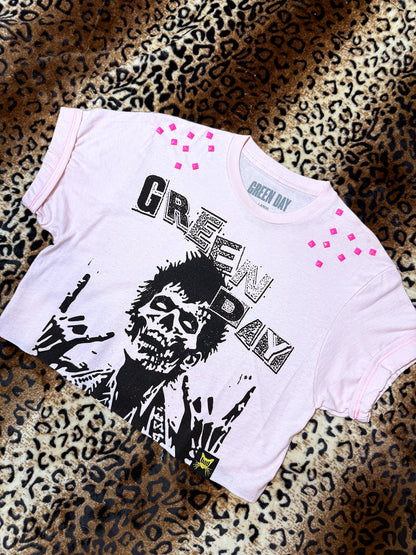 Green Day Studded Pink Crop Top