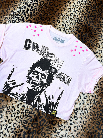 Green Day Studded Pink Crop Top