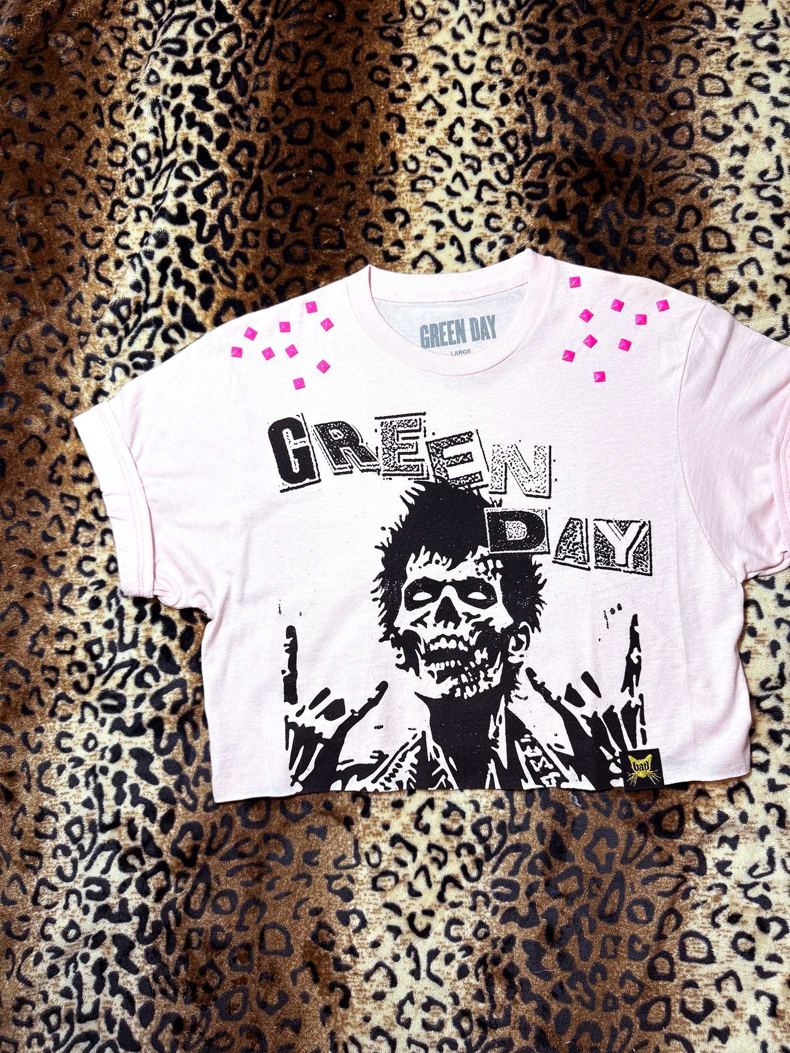 Green Day Studded Pink Crop Top