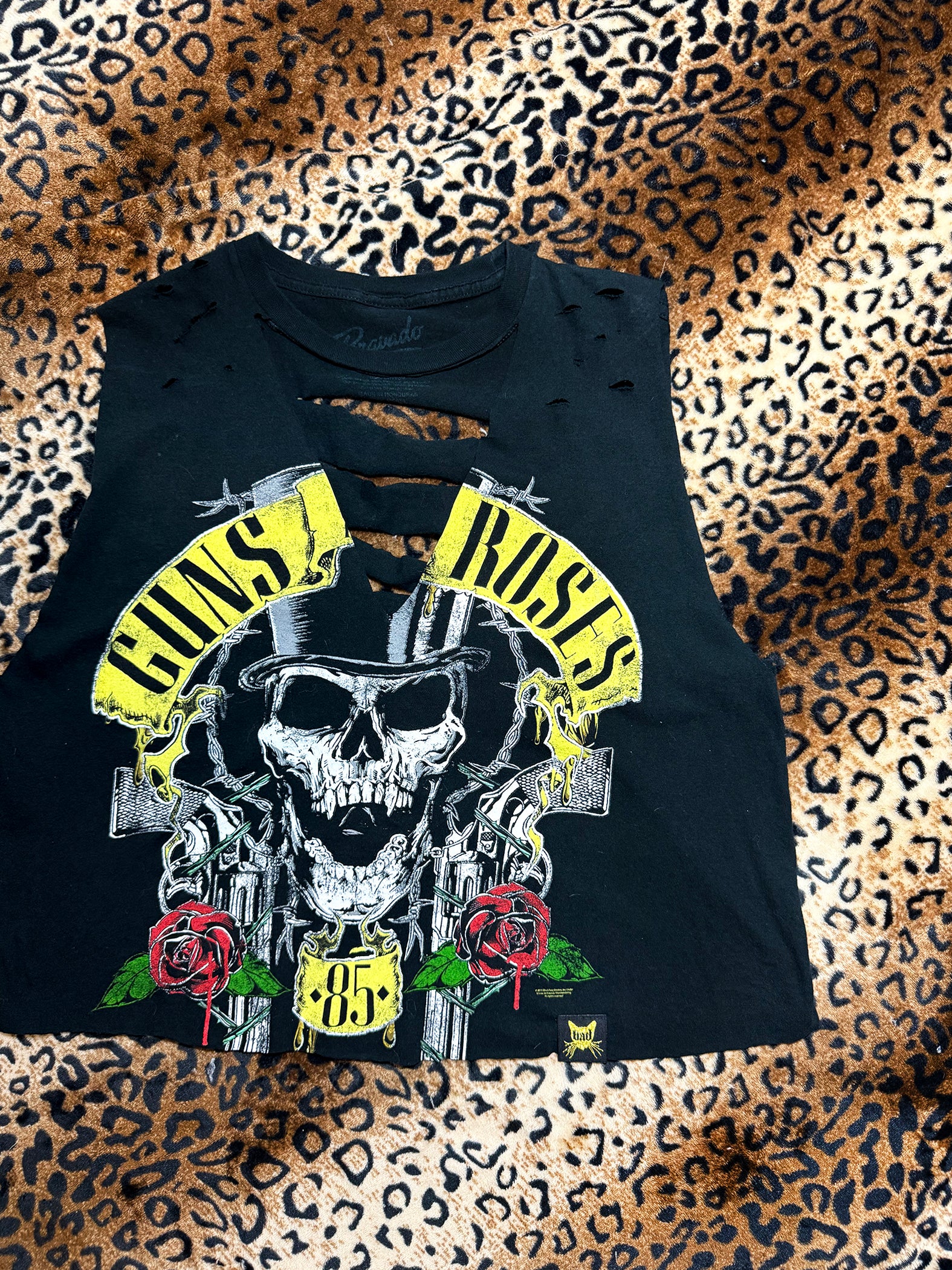 Guns N Roses Distressed Deep V Muscle Tank