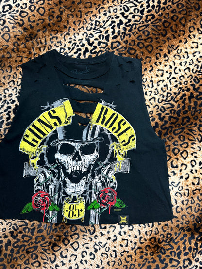 Guns N Roses Distressed Deep V Muscle Tank