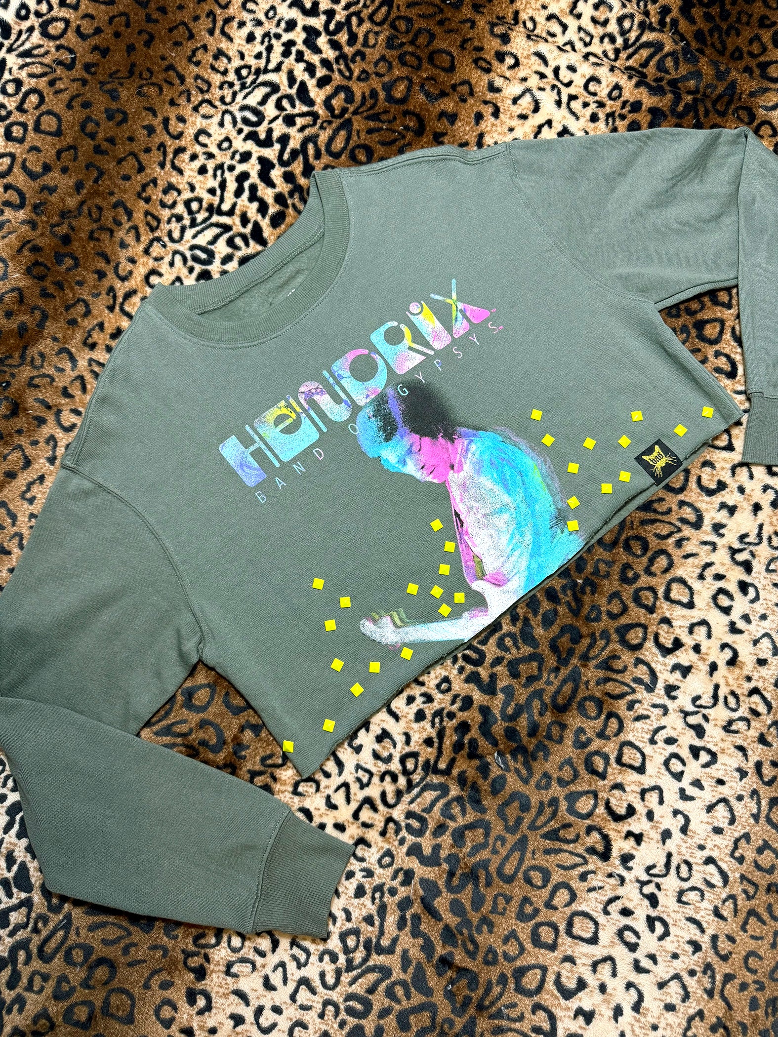 Hendrix Neon Studded Crop Sweatshirt