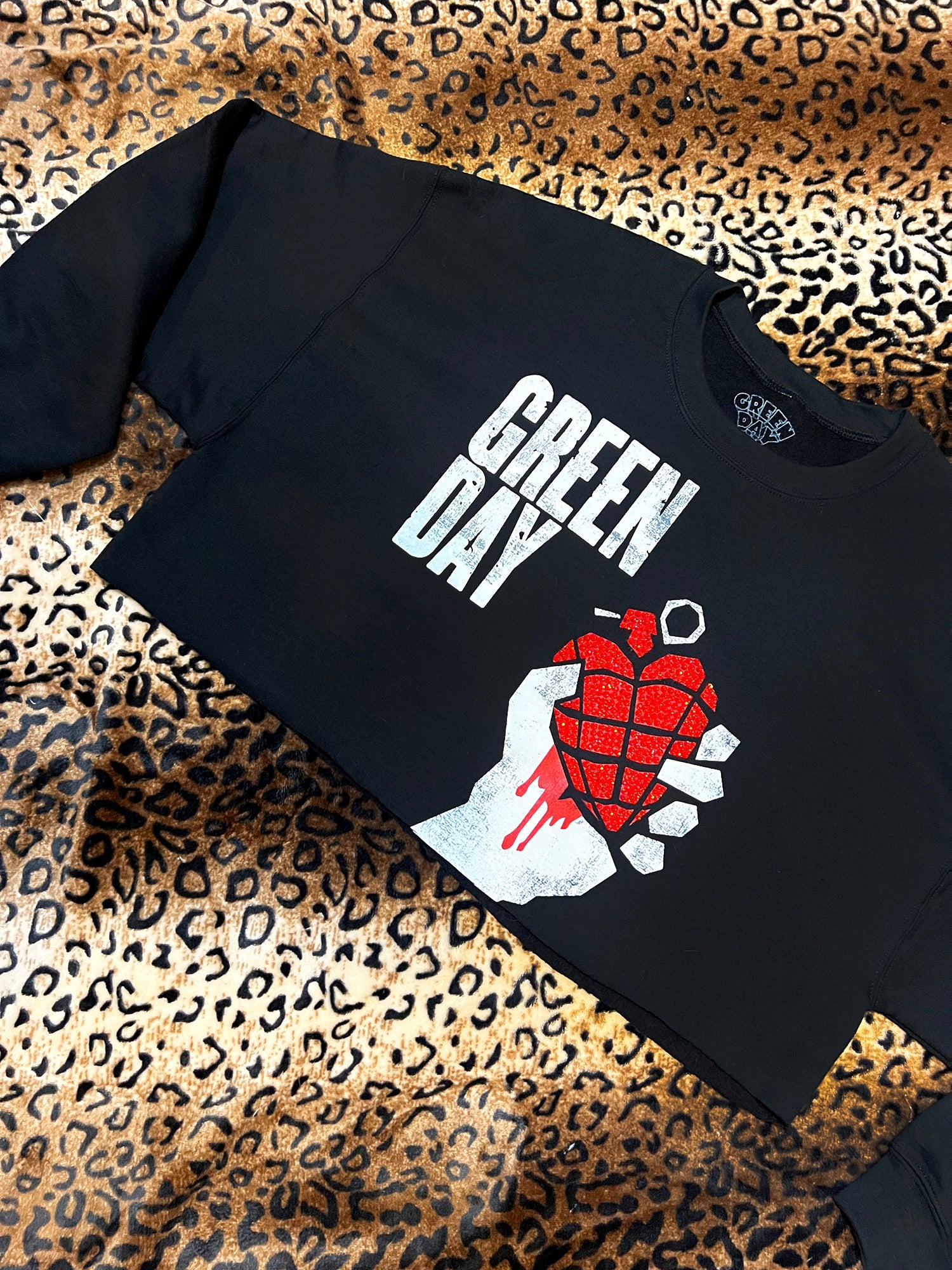 Green Day Bleeding Heart Crop Sweatshirt | Bad Reputation NYC