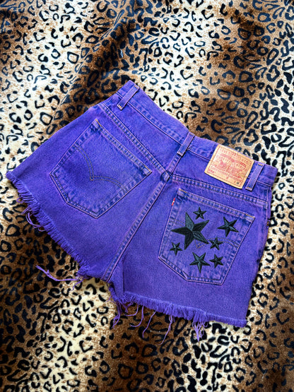 Purple Denim Rockstar Shorts