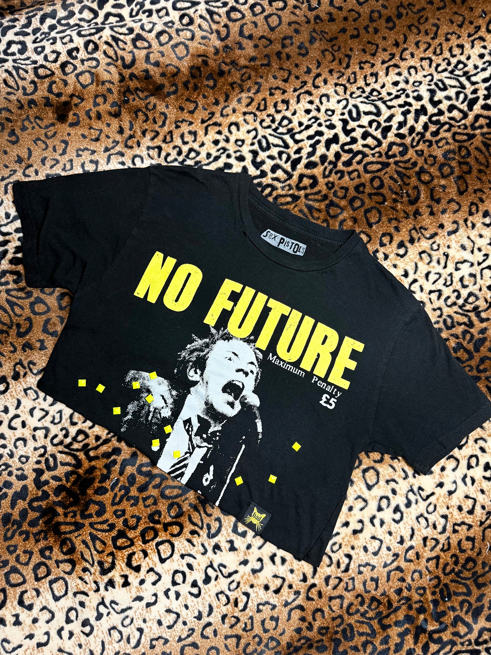 Sex Pistols Studded Asymmetrical Crop Top