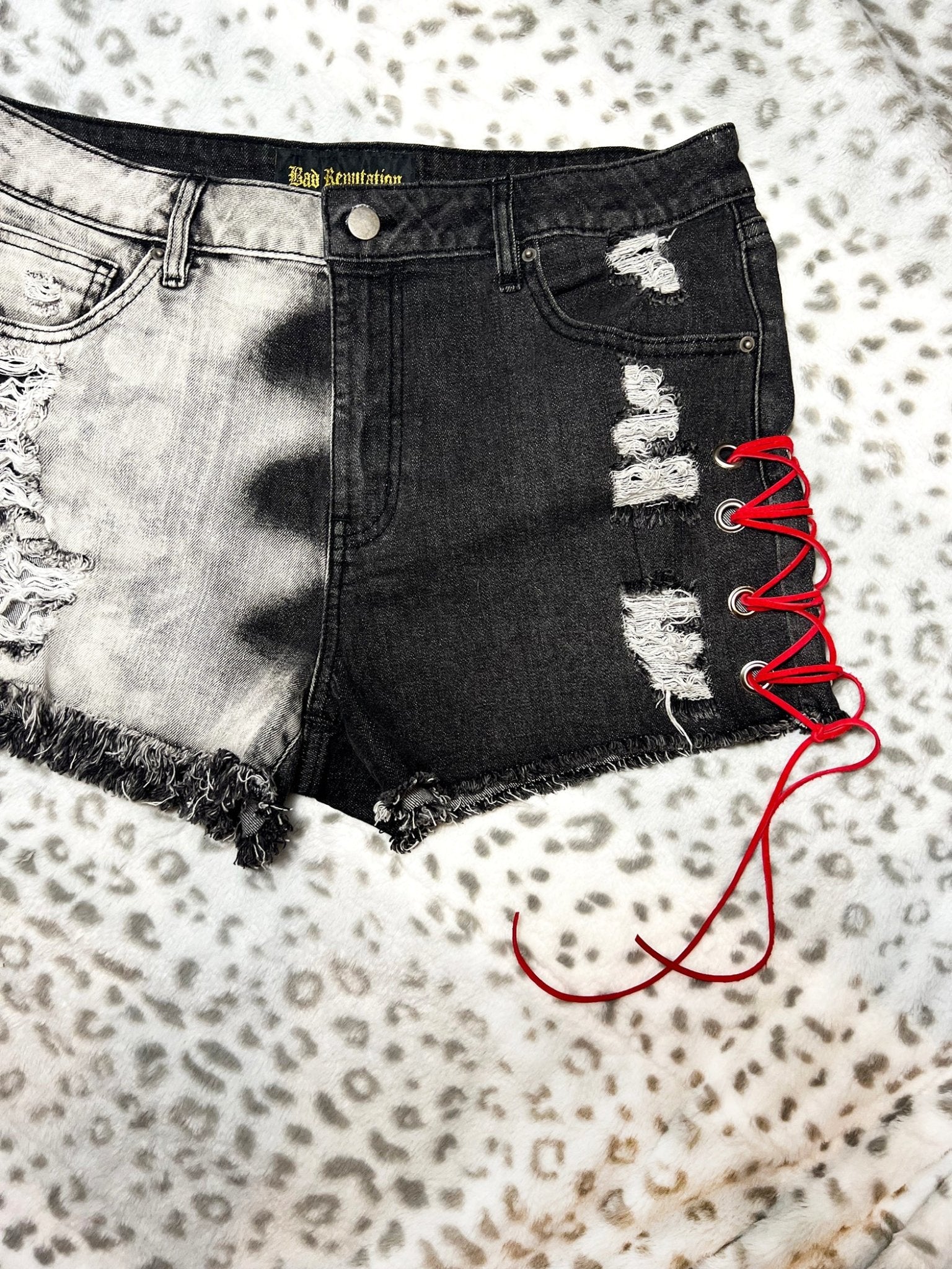 Leather Laced Denim Shorts | Bad Reputation NYC