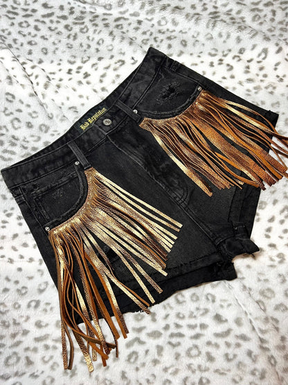 Gold Fringe Denim Shorts | Bad Reputation NYC