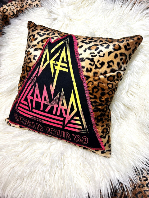 Def Leppard Furry Leopard Throw Pillow | Bad Reputation NYC