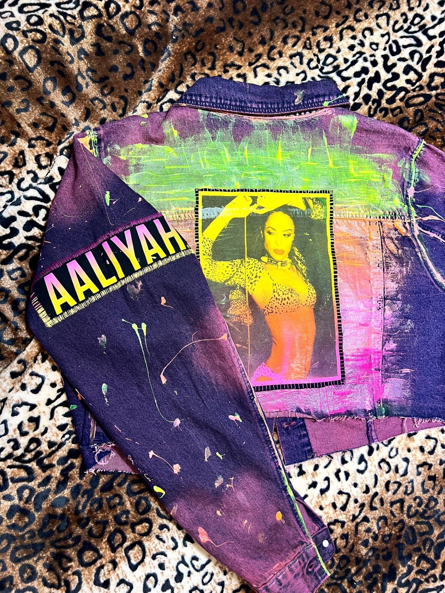 Aaliyah Painted Purple Crop Denim Jacket | Bad Reputation NYC