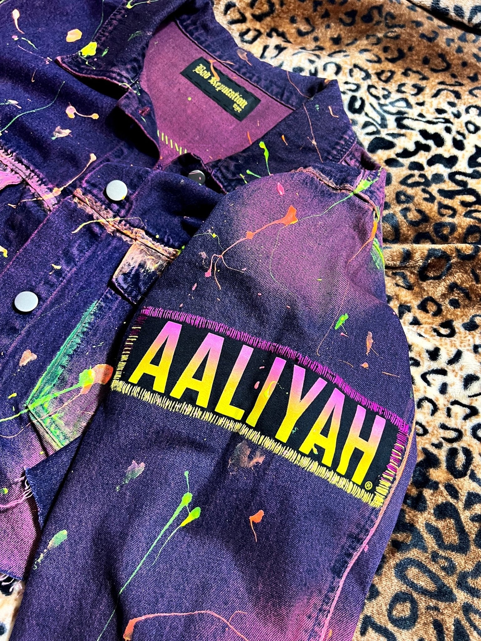 Aaliyah Painted Purple Crop Denim Jacket | Bad Reputation NYC