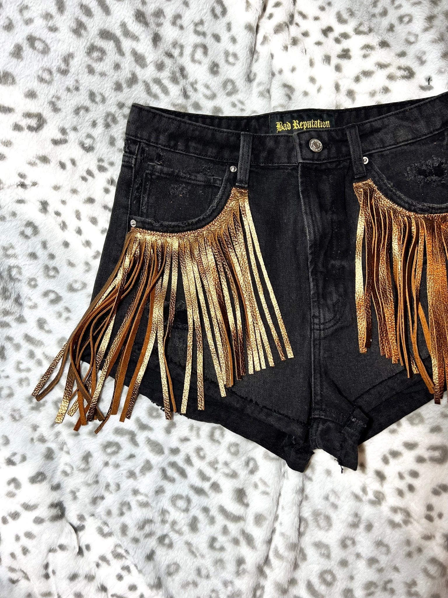 Gold Fringe Denim Shorts | Bad Reputation NYC
