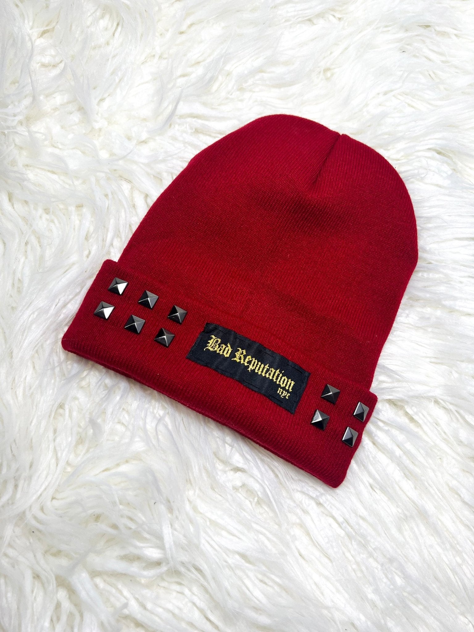Bad Reputation Studded Burgundy Beanie | Bad Reputation NYC