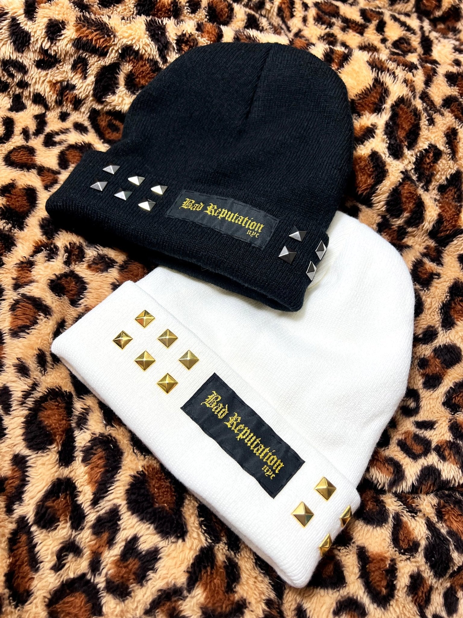 Bad Reputation Studded White Beanie | Bad Reputation NYC