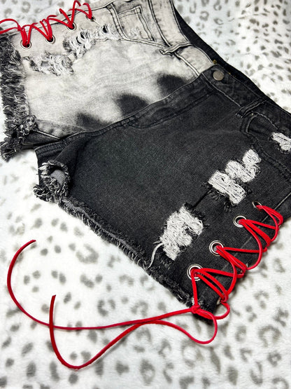 Leather Laced Denim Shorts | Bad Reputation NYC