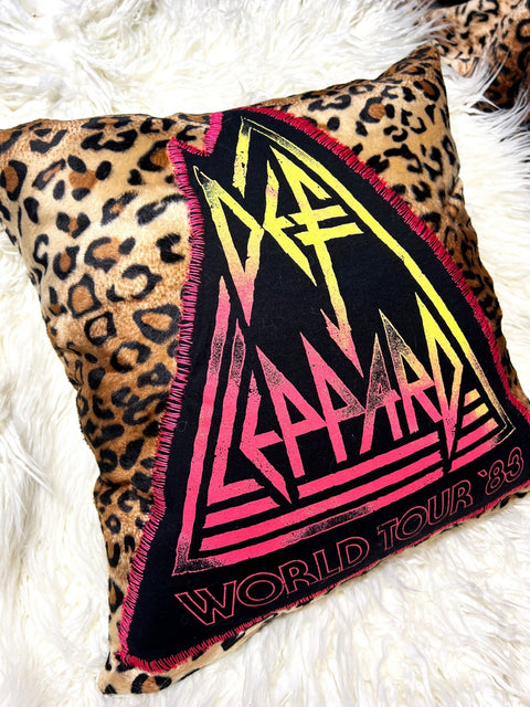 Def Leppard Furry Leopard Throw Pillow | Bad Reputation NYC