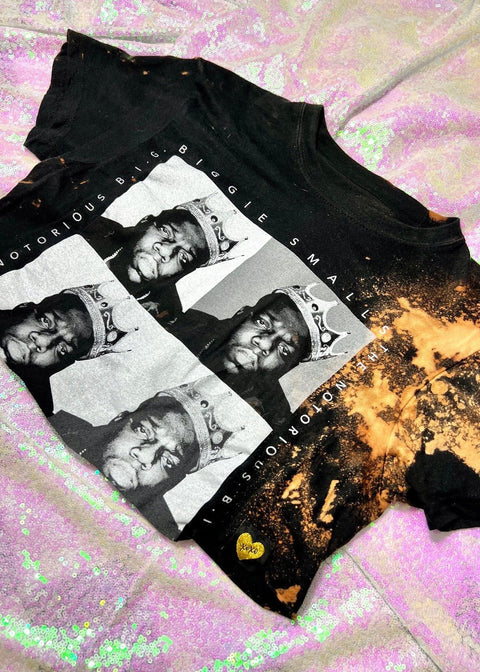 Biggie 4 Portrait Bleach Dye Crop Top | Bad Reputation NYC